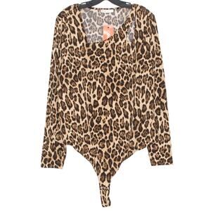 NWT Leopard Bodysuit Plus Size 2X Y2K Going Out Sexy 90s Stretch Mob Wife Baddie